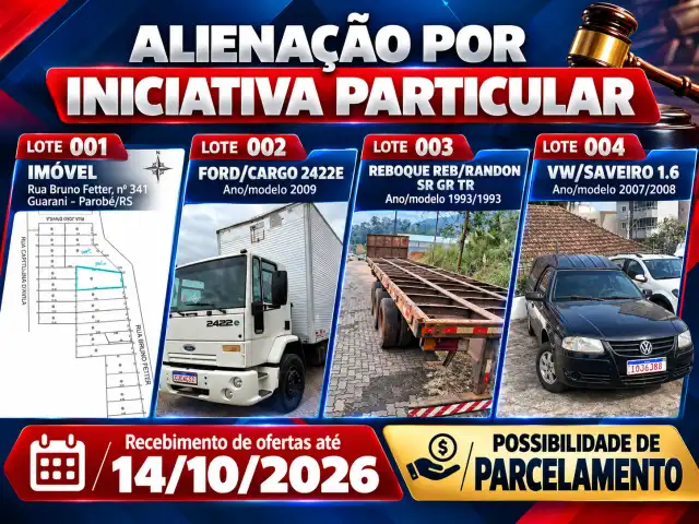 Alienação por Iniciativa Particular - Imóveis - Caminhão/Ford Cargo - Reboque Randon e VW/Saveiro