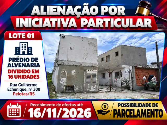 Alienação por Iniciativa Particular - Prédio de Alvenaria com 16 unidades - Pelotas/RS