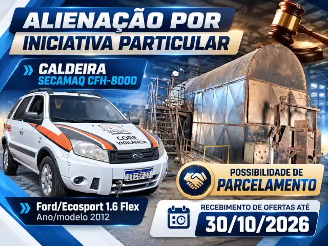 Alienação por Iniciativa Particular - Ecosport 1.6 Flex e Caldeira SECAMAQ CFH-8000