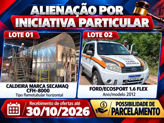 Alienação por Iniciativa Particular - Ecosport 1.6 Flex e Caldeira SECAMAQ CFH-8000