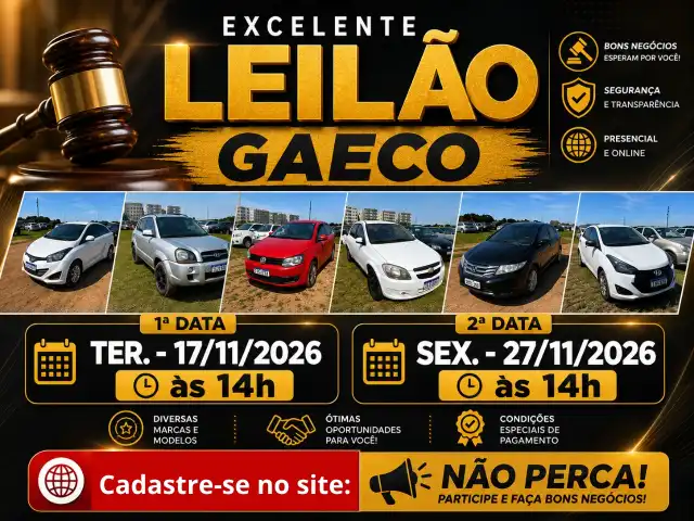 Excelente Leilão GAECO - 17 de Novembro de 2026 ( primeiro leilão)
