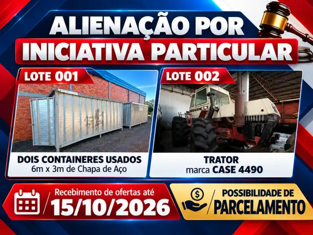 Alienação por Iniciativa Particular - Containeres de Aço e trator