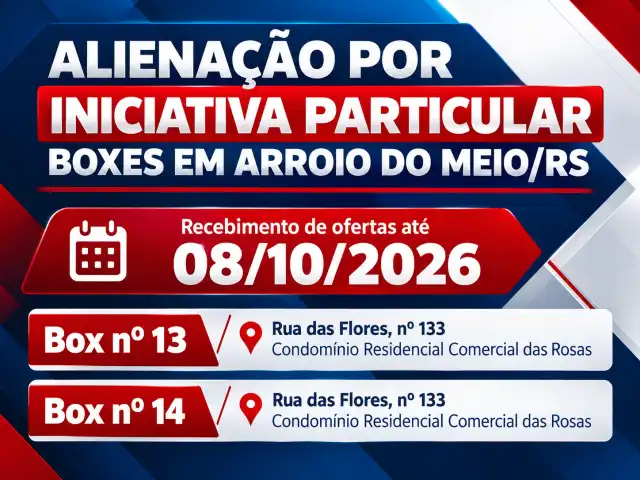 Alienação por Iniciativa Particular - Boxes em Arroio do Meio/RS